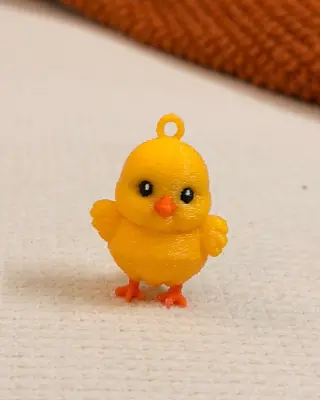 3D printed yellow chick keychain