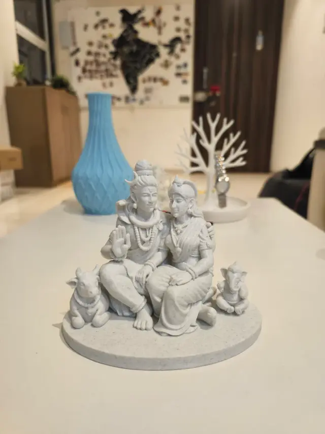Shiva Parvati with Ganesha & Nandi — Shiva Parivar Statue — printed by Craftly 3D